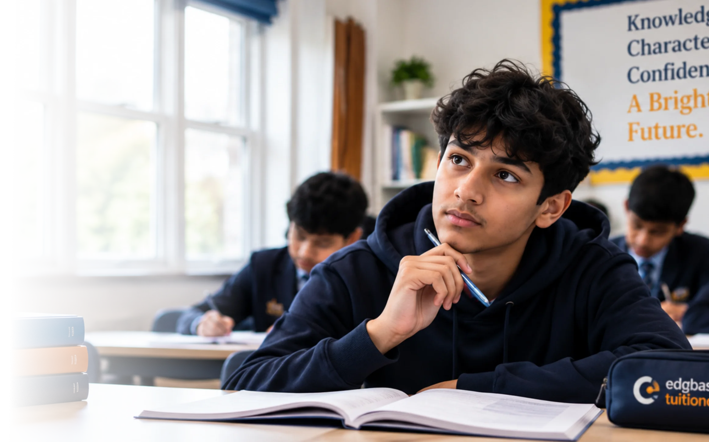 A student focused on her studies at Edgbaston Tuition Centre